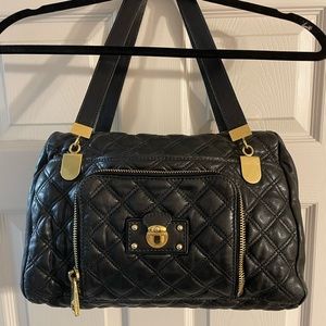 Marc Jacobs black leather quilted purse bag shoulder tote